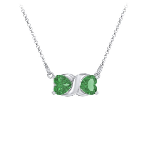 Love and Kisses Gemstone Pendant – Sterling Silver with Emerald