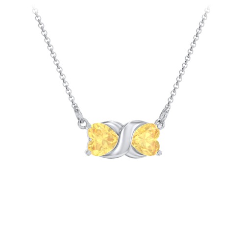 Love and Kisses Gemstone Pendant – Sterling Silver with Citrine