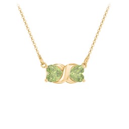 Love and Kisses Gemstone Pendant in 10K Solid Yellow Gold with Peridot