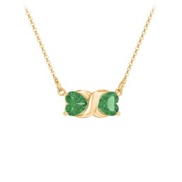 Love and Kisses Gemstone Pendant in 10K Solid Yellow Gold with Emerald