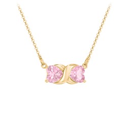 Love and Kisses Gemstone Pendant in 10K Solid Yellow Gold with Pink Tourmaline