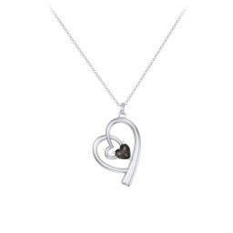 Intertwined Heart In Heart Pendant with Gemstone in 925 Sterling Silver with Smokey Quartz