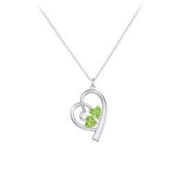 Intertwined Heart In Heart Pendant with 2 Gemstones