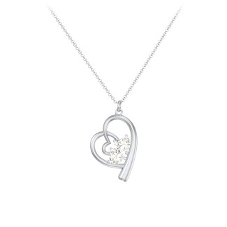 Intertwined Heart In Heart Pendant with 2 Gemstones