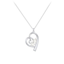 Intertwined Heart In Heart Pendant with 2 Gemstones in 925 Sterling Silver with Cubic Zirconia