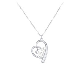 Intertwined Heart In Heart Pendant with 2 Gemstones in 925 Sterling Silver with Diamond