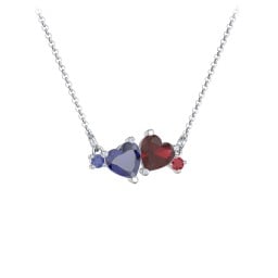 Gemstone Hearts Necklace with Accent Stones