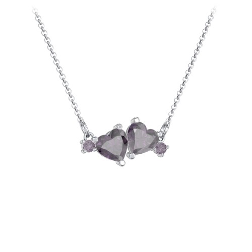 Gemstone Hearts Necklace with Accent Stones