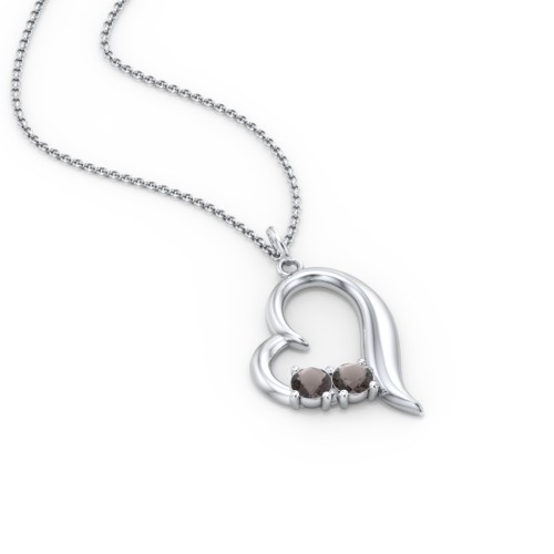 Tilted Open Heart Pendant with Gemstones