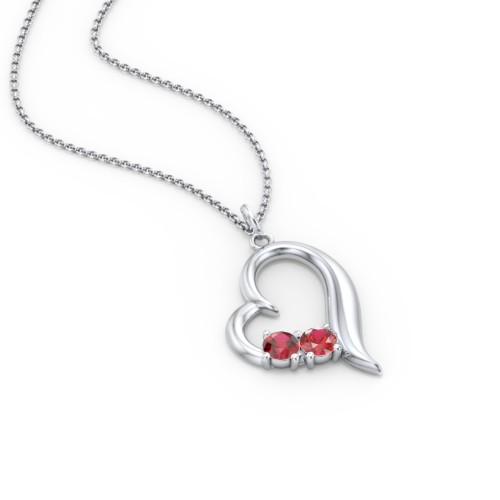 Tilted Open Heart Pendant with Gemstones