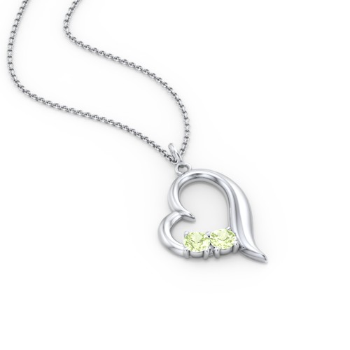 Tilted Open Heart Pendant with Gemstones
