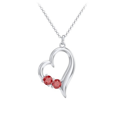Tilted Open Heart Pendant with Gemstones