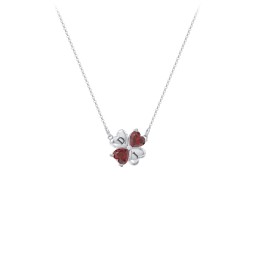 Lucky Clover Hearts And Gemstones Necklace in 925 Sterling Silver