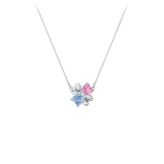 Lucky Clover Hearts And Gemstones Necklace