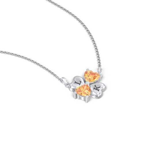 Lucky Clover Hearts And Gemstones Necklace