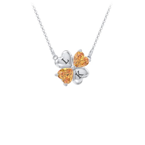 Lucky Clover Hearts And Gemstones Necklace