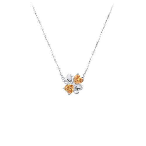 Lucky Clover Hearts And Gemstones Necklace