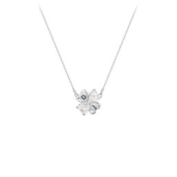 Lucky Clover Hearts And Gemstones Necklace in 925 Sterling Silver with Cubic Zirconia