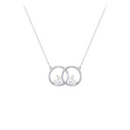 Interlocking Rings Pendant with Heart Gemstones