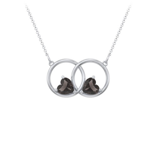 Interlocking Rings Pendant with Heart Gemstones