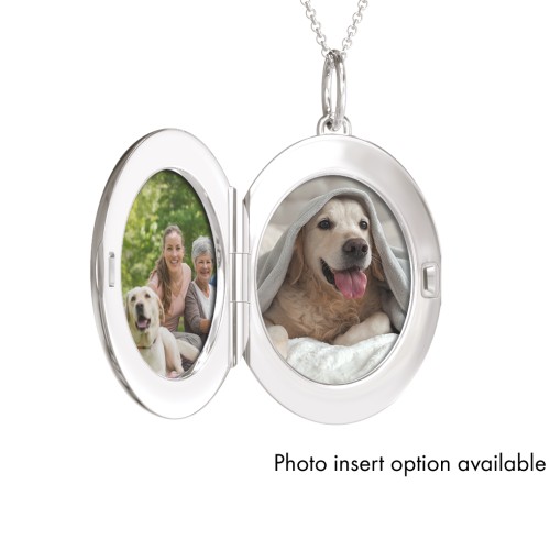 Engravable Oval Photo Locket Necklace
