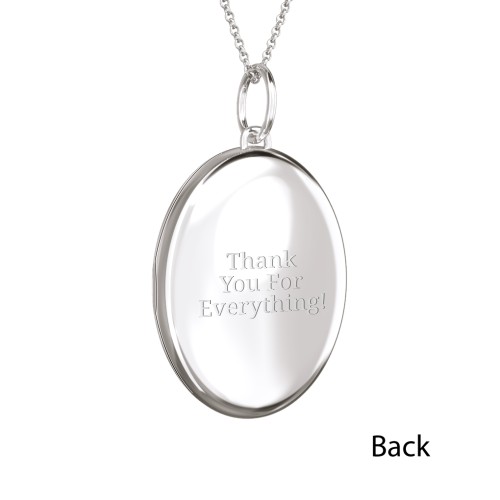 Engravable Oval Photo Locket Necklace