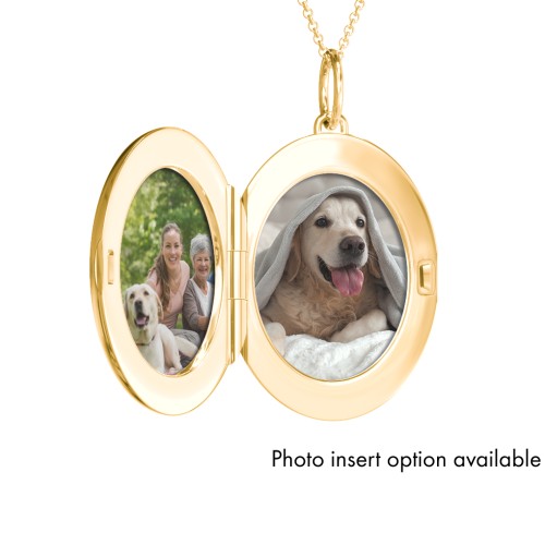Engravable Oval Photo Locket Necklace – 18K Gold Plated Silver