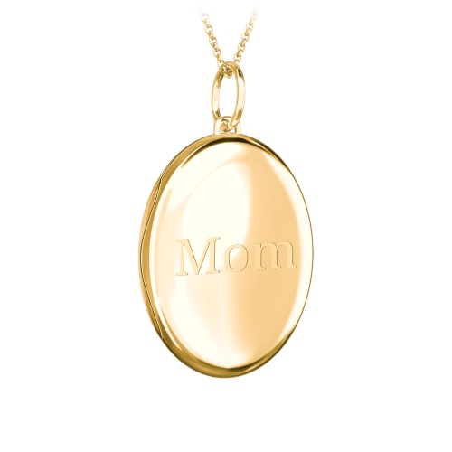 Engravable Oval Photo Locket Necklace – 18K Gold Plated Silver