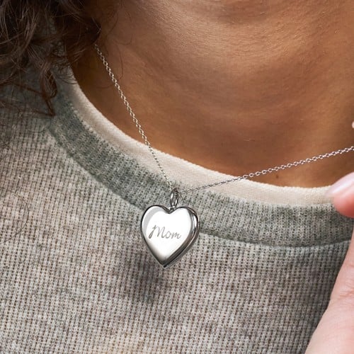 Engravable Heart Photo Locket Necklace