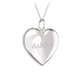 Engravable Heart Photo Locket Necklace in 925 Sterling Silver