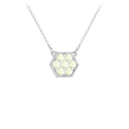 Hexagon Family Birthstone Necklace in 925 Sterling Silver with Peridot