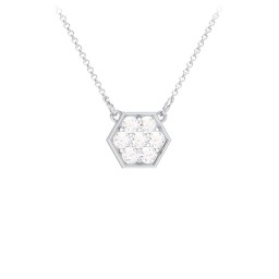 Hexagon Family Birthstone Necklace in 925 Sterling Silver with Cubic Zirconia