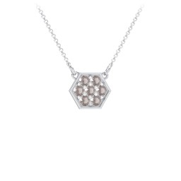 Hexagon Family Birthstone Necklace in 925 Sterling Silver with Smokey Quartz