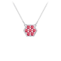 Hexagon Family Birthstone Necklace in 925 Sterling Silver with Garnet
