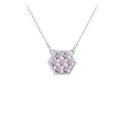 Hexagon Family Birthstone Necklace in 925 Sterling Silver with Alexandrite