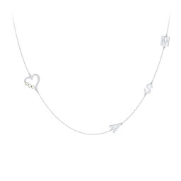 Satellite 3-Stone Heart and Initials Necklace