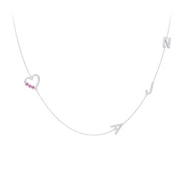 Satellite 3-Stone Heart and Initials Necklace