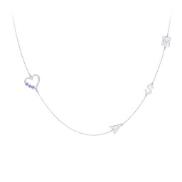 Satellite 3-Stone Heart and Initials Necklace