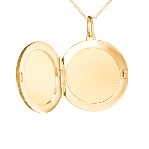 Engravable Round Photo Locket Necklace – 18K Gold Plated Silver