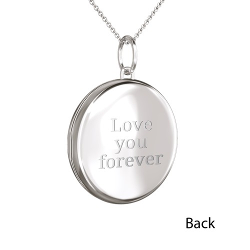 Engravable Round Photo Locket Necklace – Sterling Silver
