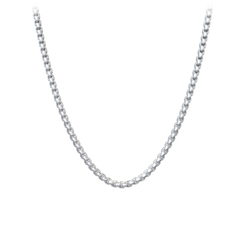18" Rounded Box Chain Necklace – 10K White Gold