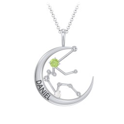 Engravable Aquarius Constellation Necklace With Gemstone