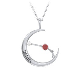 Engravable Aries Constellation Necklace With Gemstone