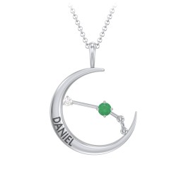 Engravable Aries Constellation Necklace With Gemstone