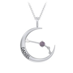 Engravable Aries Constellation Necklace With Gemstone