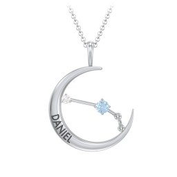 Engravable Aries Constellation Necklace With Gemstone