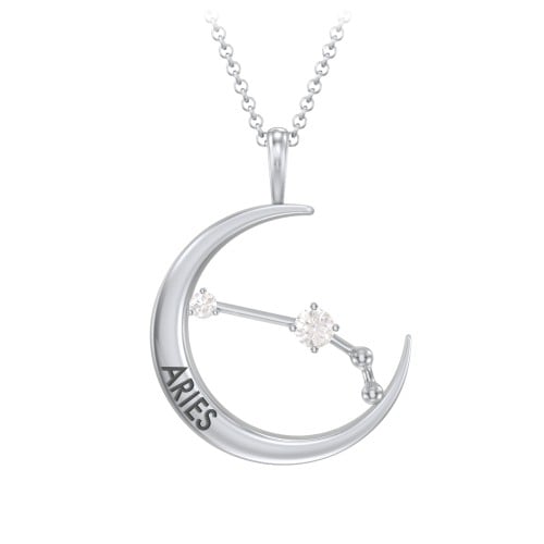 Engravable Aries Constellation Necklace With Gemstone