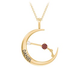 Engravable Aries Constellation Necklace With Gemstone in 18K Gold Plated Silver with Garnet and White Premium Zirconia