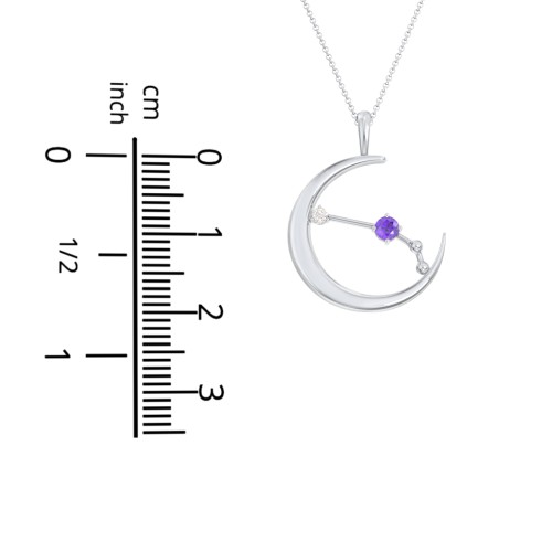 Engravable Aries Constellation Necklace With Gemstone – Sterling Silver with Cubic Zirconia and White Premium Zirconia