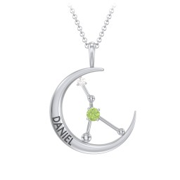 Engravable Cancer Constellation Necklace With Gemstone